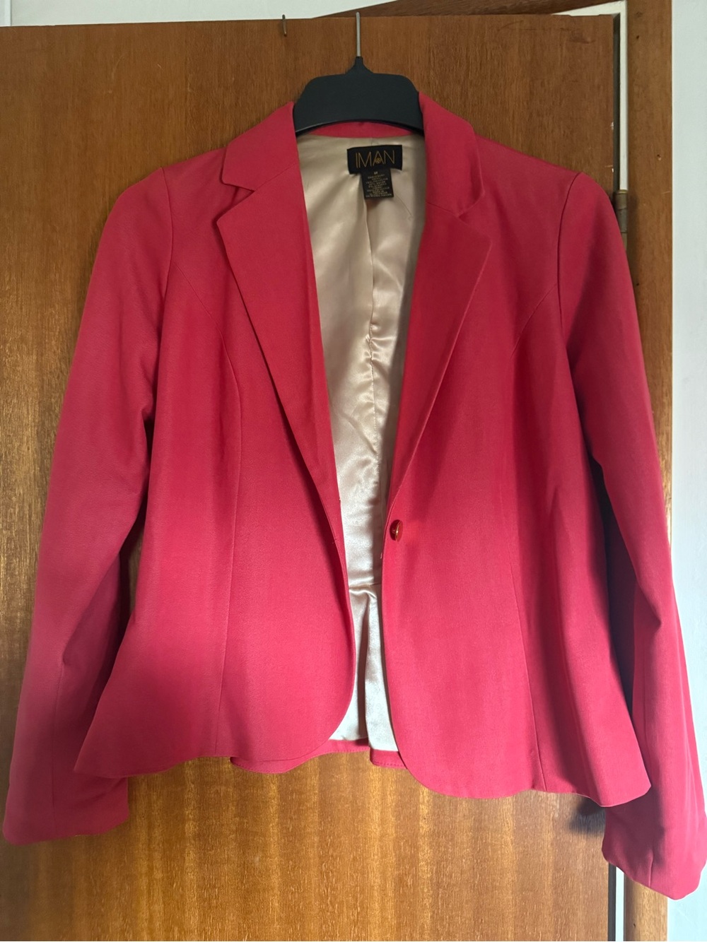 IMAN Coral Pink Single-Button Tailored Blazer and pants